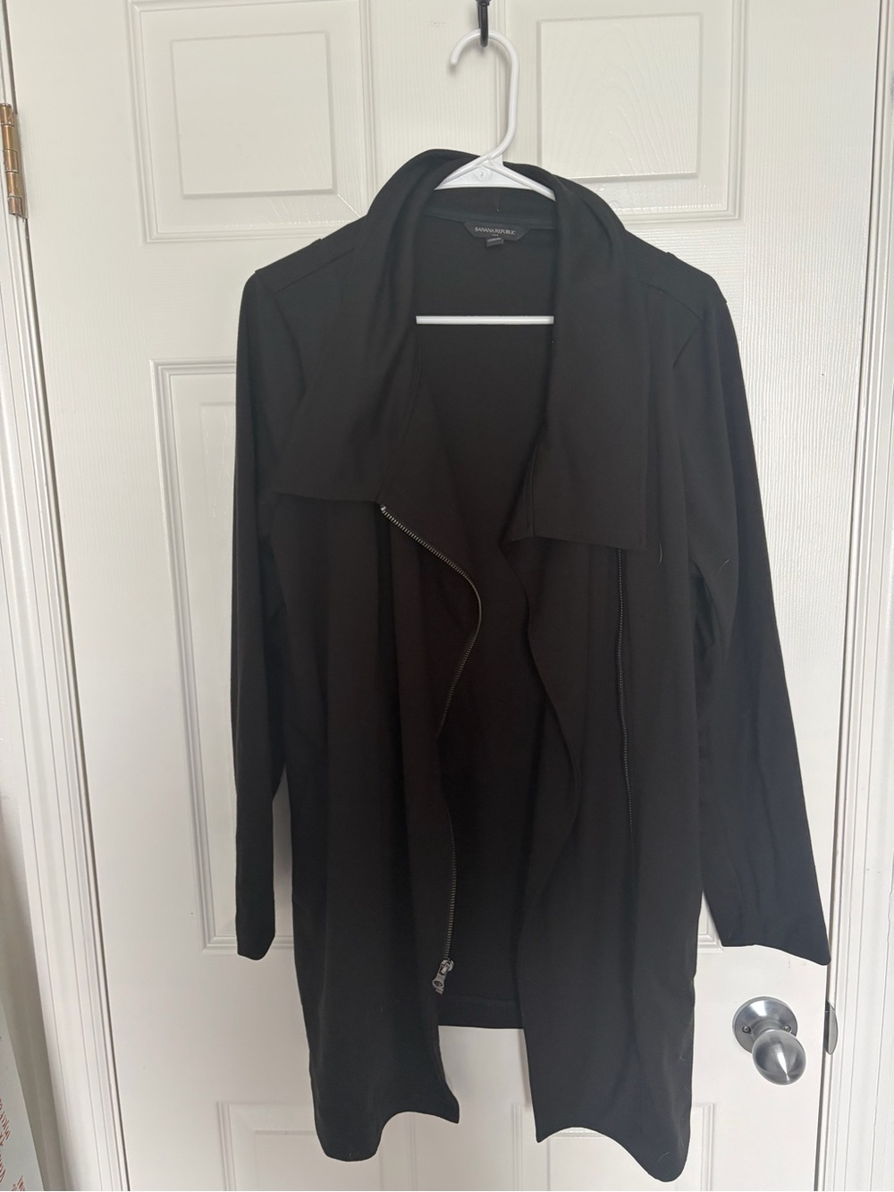 Banana Republic Black Draped Zip-Front Trench Coat